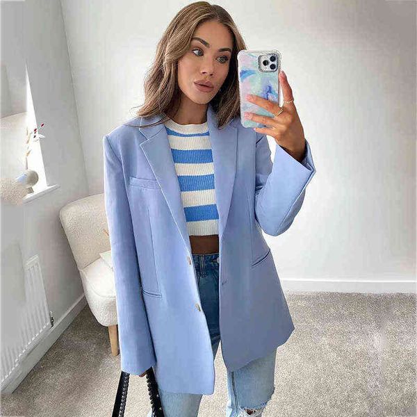 

spring autumn women blazer jacket blue office ladies female jacket coat new women clothing blue oversized blazer l220714, White;black