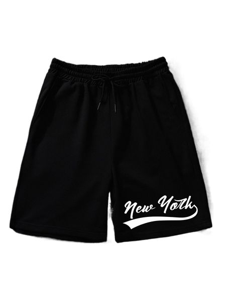 

men reflective letter graphic drawstring waist shorts k9vw#, White;black