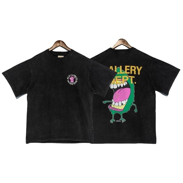 

mens t-shirts gallerydept fashion designer distressed cartoon print casual round neck loose summer mens womens short sleeve tshirt lil, White;black