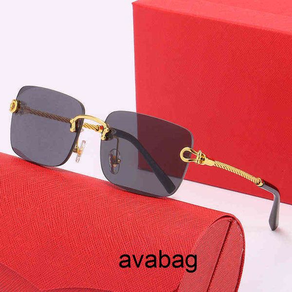 

latest fashion men sunglasses sunshade glasses leopard head composite metal rimless optical frame classic rectangle square gold luxury ugda, White;black