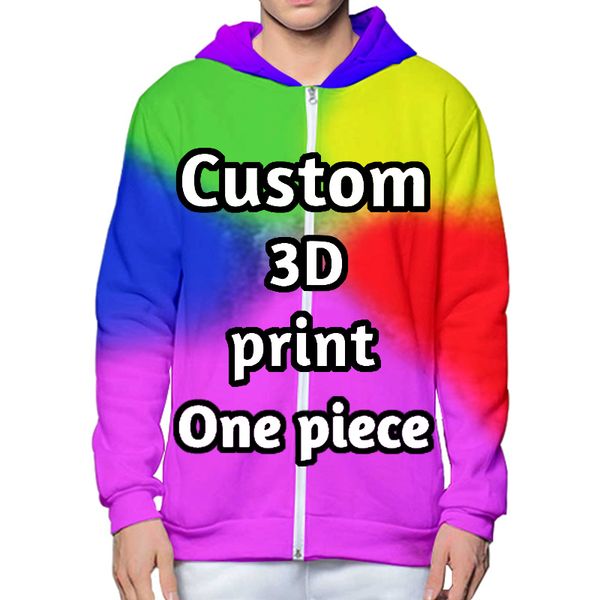 LCFA Marke 3D Print DIY Custom Design Männer Reißverschluss Hoodies Frauen Mantel Hip Hop Tops Lieferanten Drop Versender Männer Zip Kapuzen -Kapuze 220704