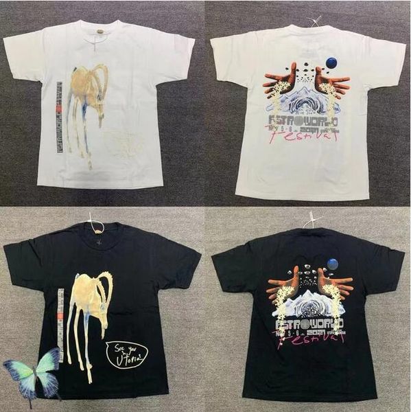 

men women tie dye tees t-shirt 22ss hip hop short sleeve t shirt, Black;brown