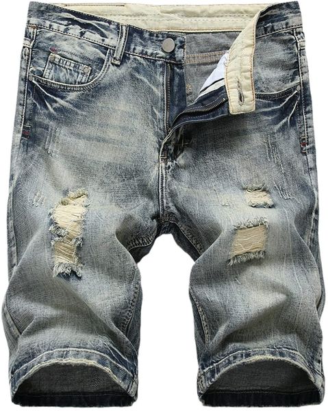 

summer cotton denim shorts male ripped jeans retro men jean shorts bermuda skate board harem mens jogger j3jq#, White;black