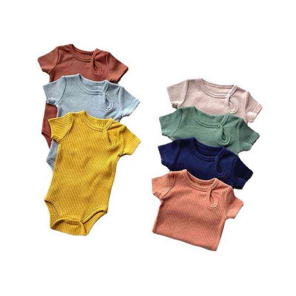 Baby Kinder Sommer Baumwolle Strampler 2022 Roman Kragen Kurzarm Kleinkinder Onepiece Kleidung 0-2T Jungen und Mädchen overalls G220510