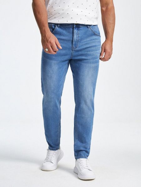 

extended sizes men slant pocket tapered jeans h6ov#, Blue