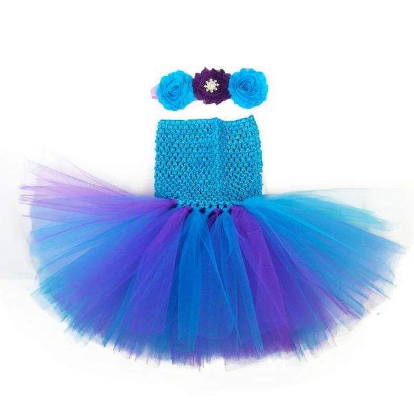 Abiti da ragazza Baby Peacock Flower Tutu Dress Infant Girls Crochet Tulle con Hairbow Born Birthday Party Costume Pography DressesGirl's