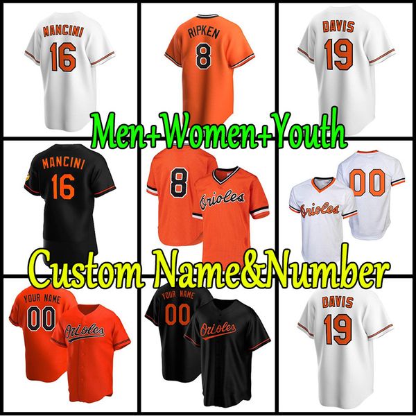

16 trey mancini baseball jersey cal ripken jr. chris davis roberto alomar rylan bannon ryan mountcastle yusniel diaz jahmai jones austin hay, Blue;black