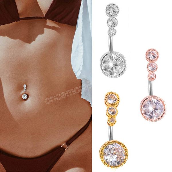 Sexy Cristal Piercing Cirúrgico Cirúrgico Strass Bling Bell Botão Anéis Umbigo Piercing Ombligo Bola Nombril