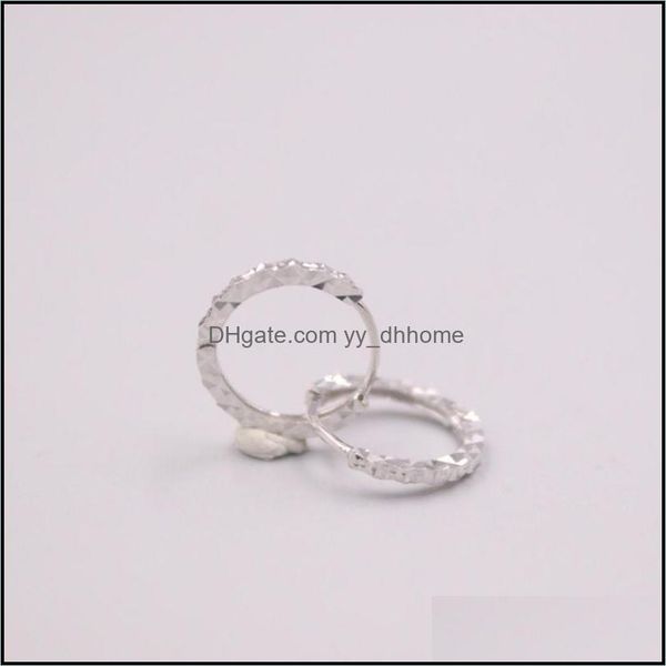 

hoop hie earrings jewelry real pure 18k white gold carved circle men woman gift 0.9g drop delivery 2021 u3bwv, Golden;silver