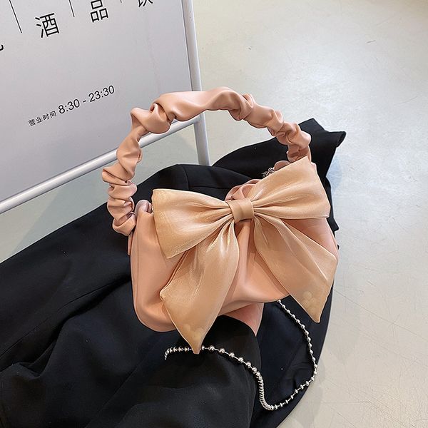 

designer bow bag 3 colors high-texture wrinkled cloud messenger underarm bag for girl with fresh style