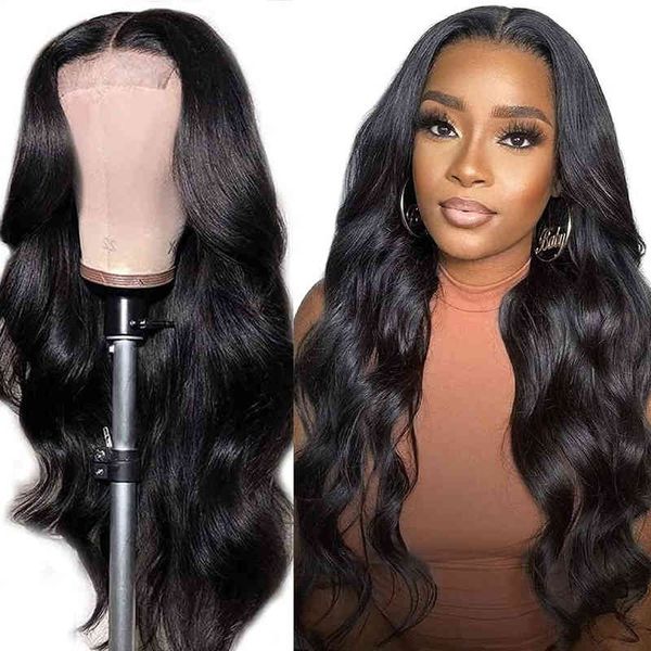 

4x1 front s for black women t part long body wave synthetic gluels transparent lace wig pre picked with baby hair, Golden;white