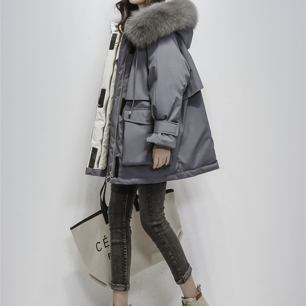 

down jacket women's mid-length 2020 new popular fashion white duck down winter jacket parka lj201021, Black