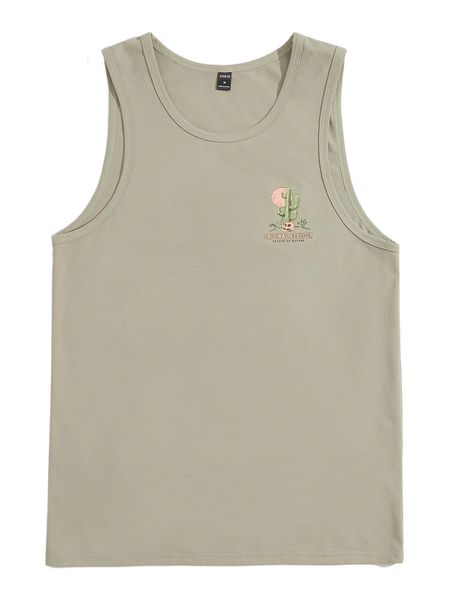 

men slogan and skull print tank s7ze#, White;black