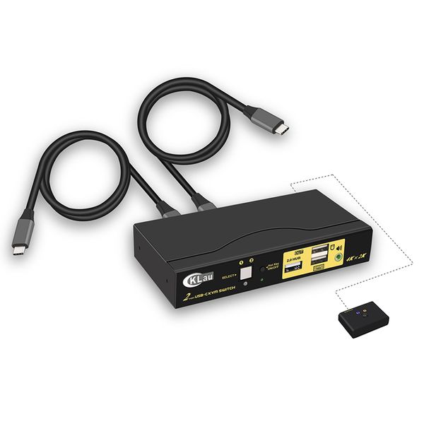 

cklau 4k@60hz 2 port usb c kvm switch with audio and cables
