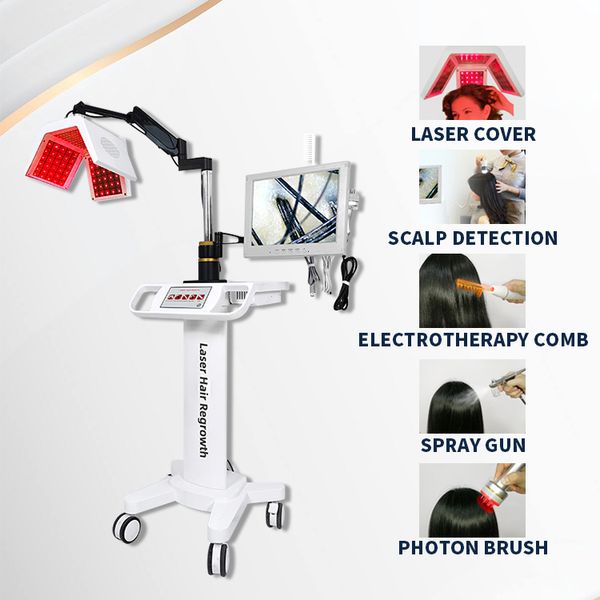 

salon use laser hair growth system laser therapy hair growth laser machine red light private label, Black