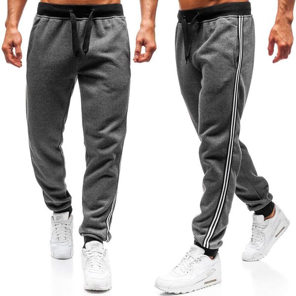 

pants mens jogger spring autumn side stripe casual sweatpants for men 2021 joggers aa, Black