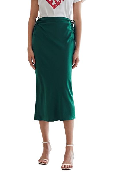 

motf premium straight drawstring skirt e7z9#, Black