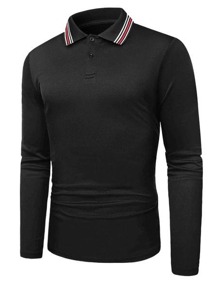 

men contrast striped collar polo shirt x1gd#, White;black