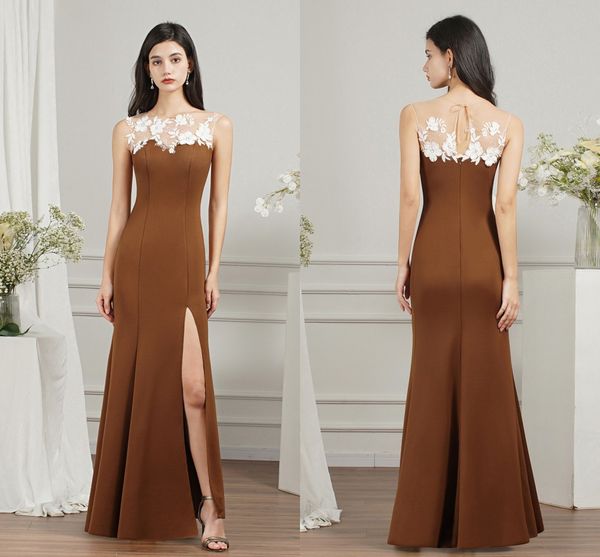 

split mermaid evening dresses 2022 designed lace appliques sheer neck backless long elegant formal prom party gowns robes vestidos cps3013, Black;red