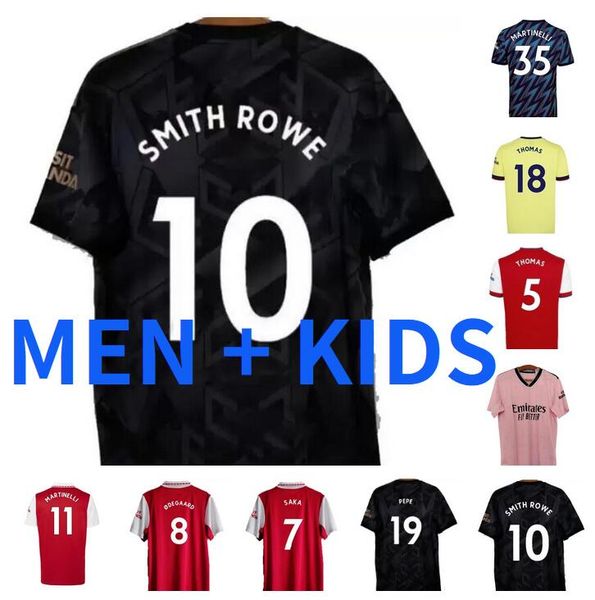 

men kids kit 21 22 23 saka tavares smith rowe pepe thomas soccer jerseys sambi lokonga martinelli football shirt 2021 2022 2023 camiseta de, Black;yellow