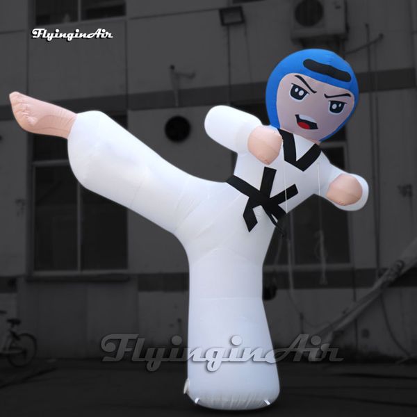 Publicidade do desenho animado Taekwondo Man Balão Black Belt com capacete para evento de arte marcial