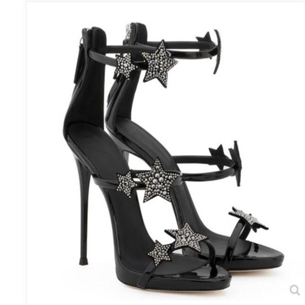 

new arrivals 2020 patent leather thrill heels women unique designer pointed toe dress wedding shoes shoes letters heel sandal313q, Black