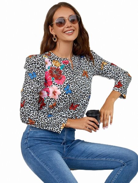 

floral & leopard print r2gu#, White