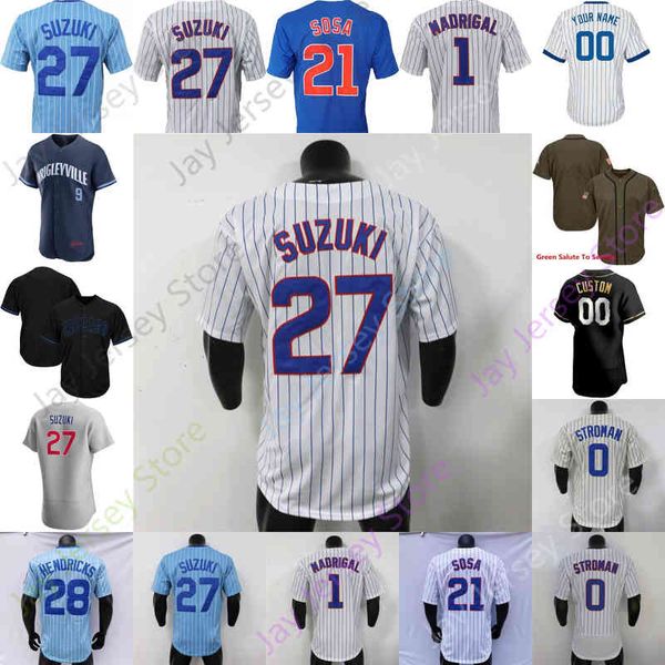 

baseball jersey andrelton simmons nick madrigal seiya suzuki kyle hendricks marcus stroman willson contreras alcantara david bote ian happ, Black