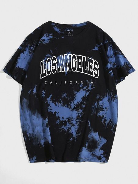 

men tie dye letter graphic tee a05o#, White;black