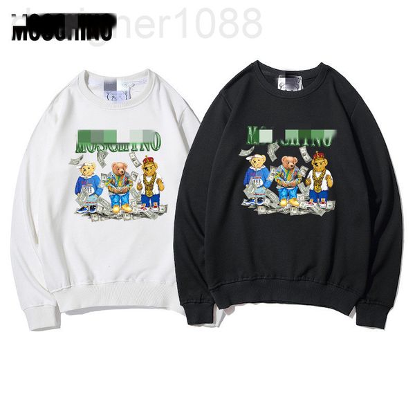 

men's hoodies & sweatshirts designer 2021 autumn winter new round neck sweater banknote tyrant bear print loose casual couple fashion 7, Black