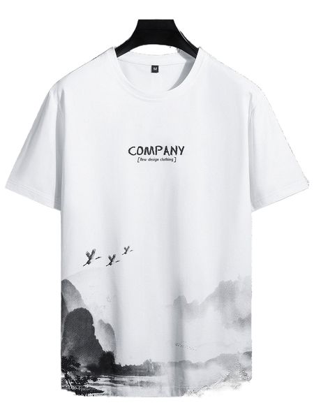 

men letter & scenery print tee o3zn#, White;black