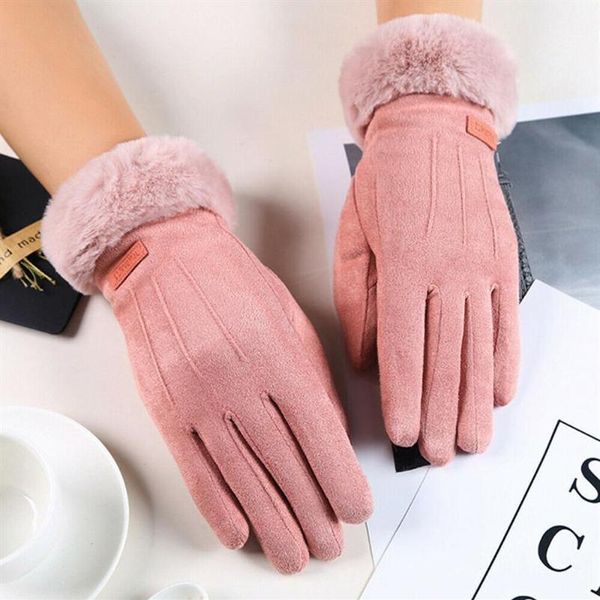 

fashion women' gloves in autumn and winter windproof warm plus velvet gloves262p, Blue;gray