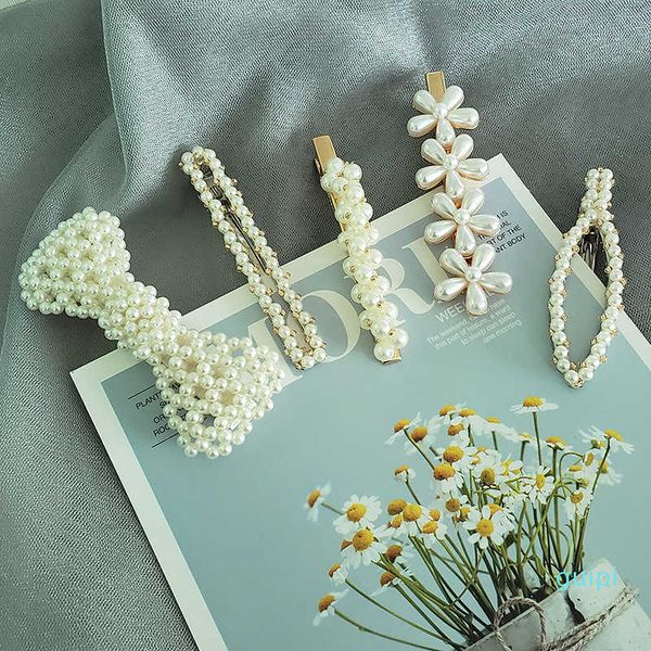 

2022 new fashion korean metal pearl hairpin, simple sweet style, bangs straight clip, and hairpin barrettes, Golden;silver