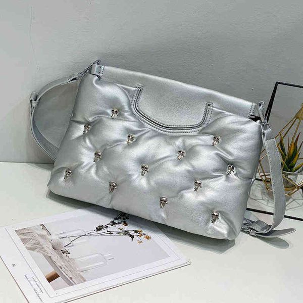 

quilted winter bag rivet space padded clutch design women handbags luxury pu leather shoulder crossbody down cotton 220514