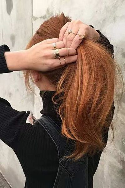 Ombre Ginger brillante Coda di cavallo dritta avvolge i capelli umani 100g Arancione One Piece Wrap Around Clip nelle estensioni dei capelli Ponytial per le donne