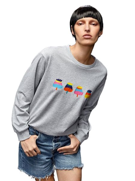 

x mister fred cartoon graphic pullover v2cl#, Black