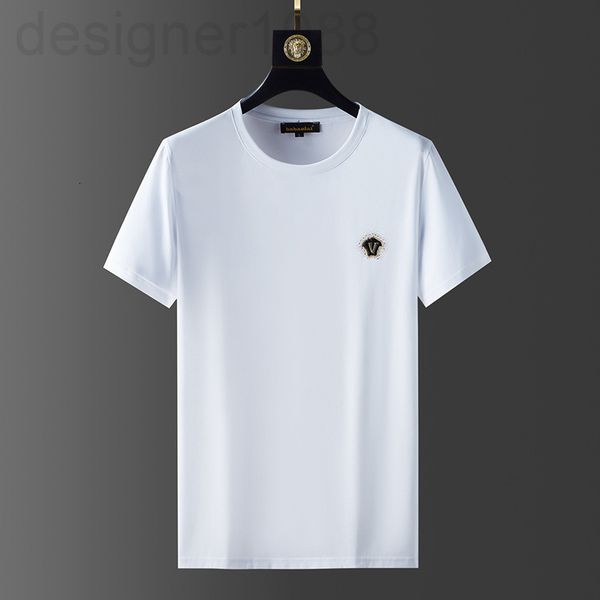 

men's t-shirts designer summer new men's short sleeved t-shirt summer diamond white half wear solid color mercerized bottomed shir, White;black