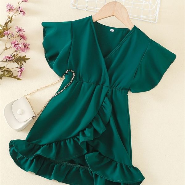 

toddler girls butterfly sleeve ruffle trim wrap dress she, Red;yellow