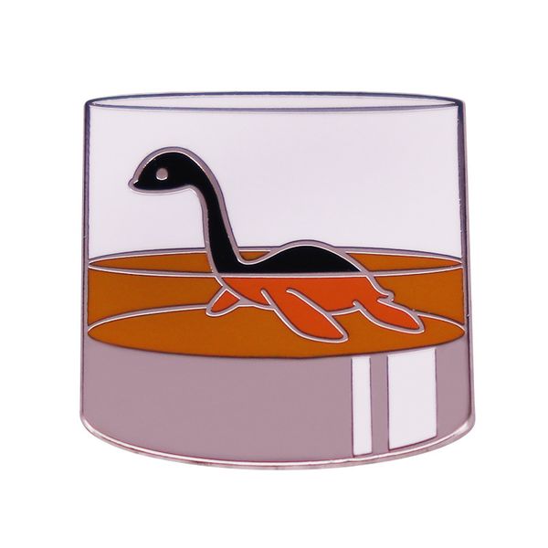 

cartoon aquatic plesiosaur dinosaur whiskey glass brooch lapel pin alcoholic beverage whiskey badge 2021 new accessories, Blue