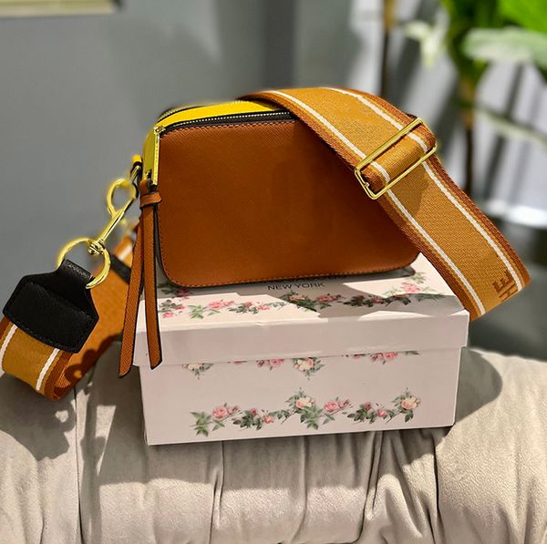 

designer shoulder bags fashion sanpscamera bag leather crossbody bags with stitching strap 20cm luxury women purses multi colors