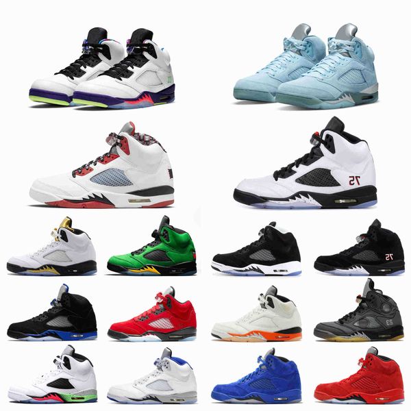 

mens 5 5s basketball shoes shattered backboard bluebird anthracite oreo laney-royal hyper royal space jam grape sports sneakers trainers, Black