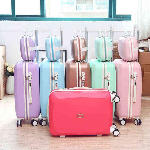 Travel Tale Women Fun Divery Carry On Trolley Set ABS Girls Travel São de viagens Rodas de bagagem Rolling Bagage J220708 J220708