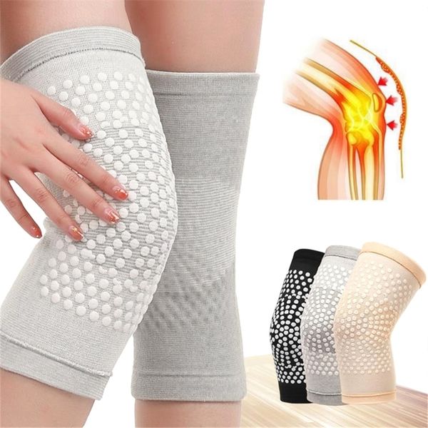 

2pcs self heating support knee pad knee brace warm for arthritis joint pain relief injury recovery belt knee massager leg warmer 220718, Black;gray
