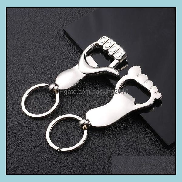 Abridores Ferramentas de cozinha Barra de jantar de cozinha Home Garden Sier Thumb Hand Metal Keychain Key Ring Beer Bottle abridor de casamento Presente de casamento K DH3LE