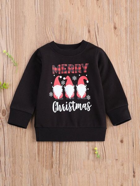 

baby christmas santa & slogan graphic sweatshirt she, Black