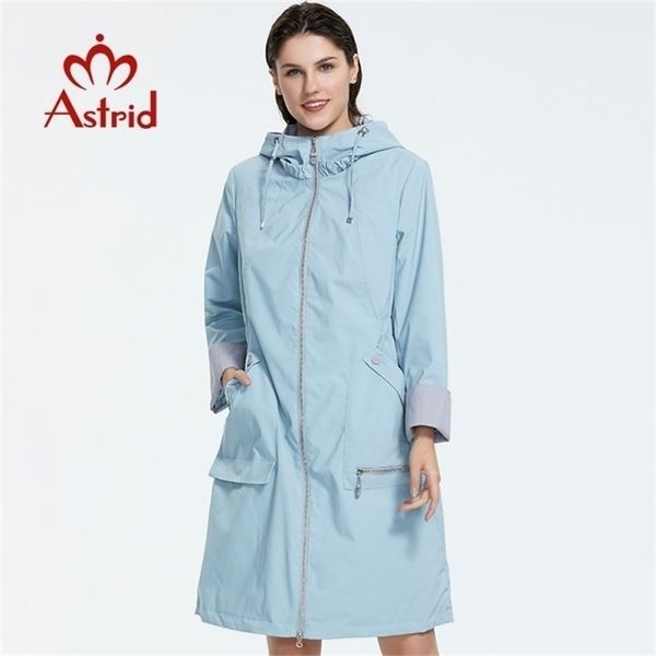 

astrid new women trench spring long hooded solid color coat lightweight casual ladys windbreak collection as1992 y201012, Tan;black