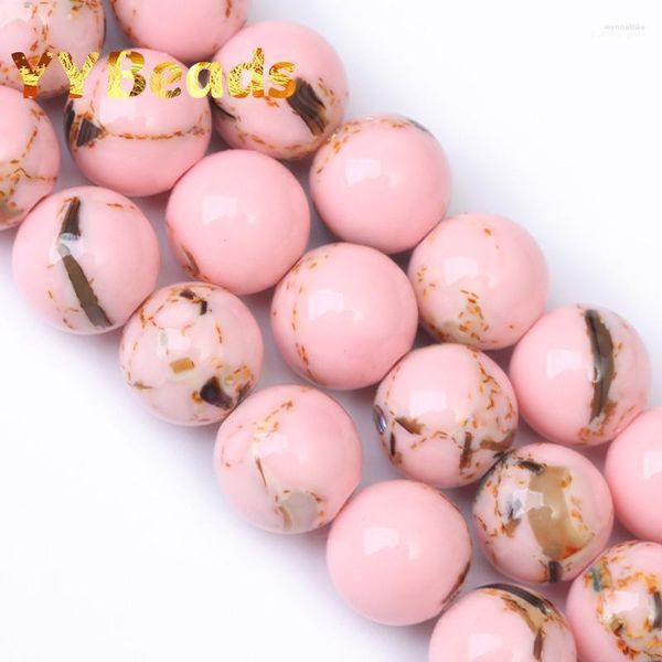 Altre pietre naturali rosa conchiglia Howlite turchesi perline fascino rotondo sciolto 4-12mm per creazione di gioielli fai da te orecchini a bottone Wynn22