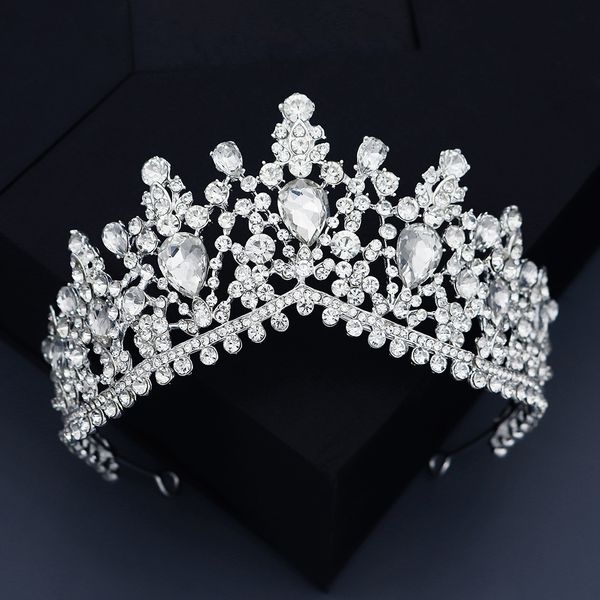 

shiny vintage bridal baroque luxury rhinestone headpieces accessories crystal crown, Silver
