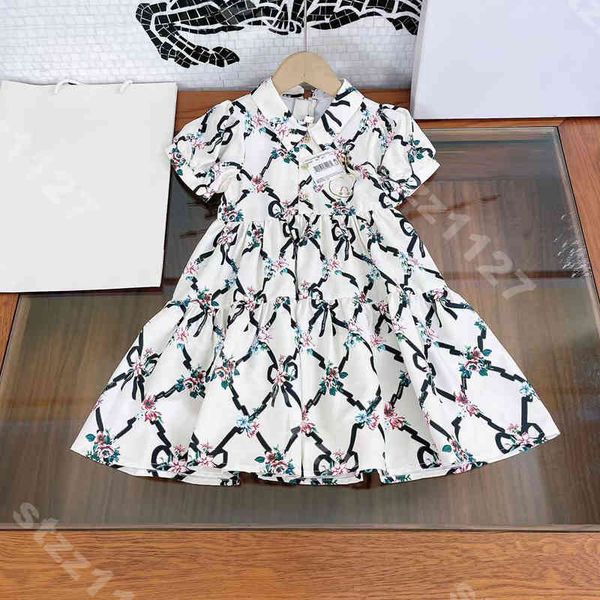 

designer baby girls shirt dress hd print luxury party dresses summer cotton short sleeve shirt skirts logo ..os brand kids clothes album, White