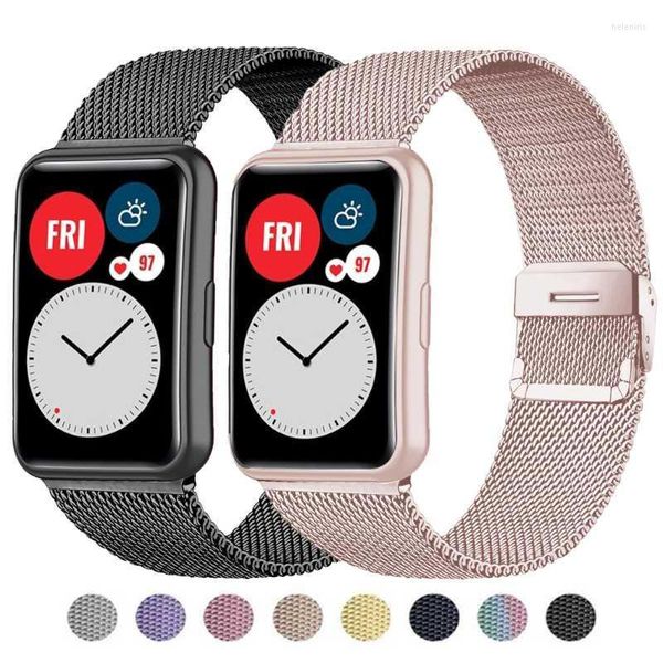 Horlogebanden Magnetische lus voor Huawei FIT Bandaccessoires Roestvrijstalen schuifgesp Armband Horlogeband Band Hele22
